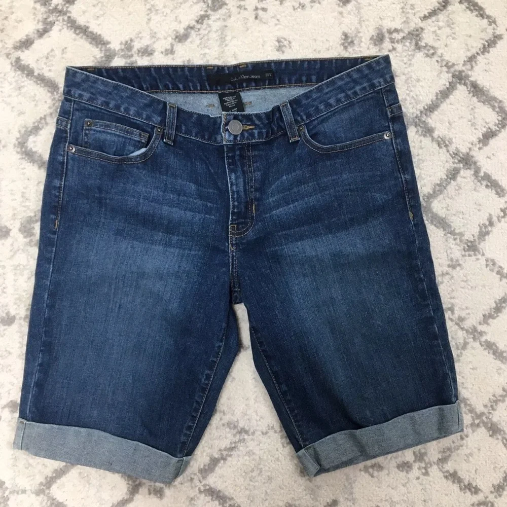 CALVIN KLEIN Women's Blue Jean Long Shorts Bermuda Size 12 31